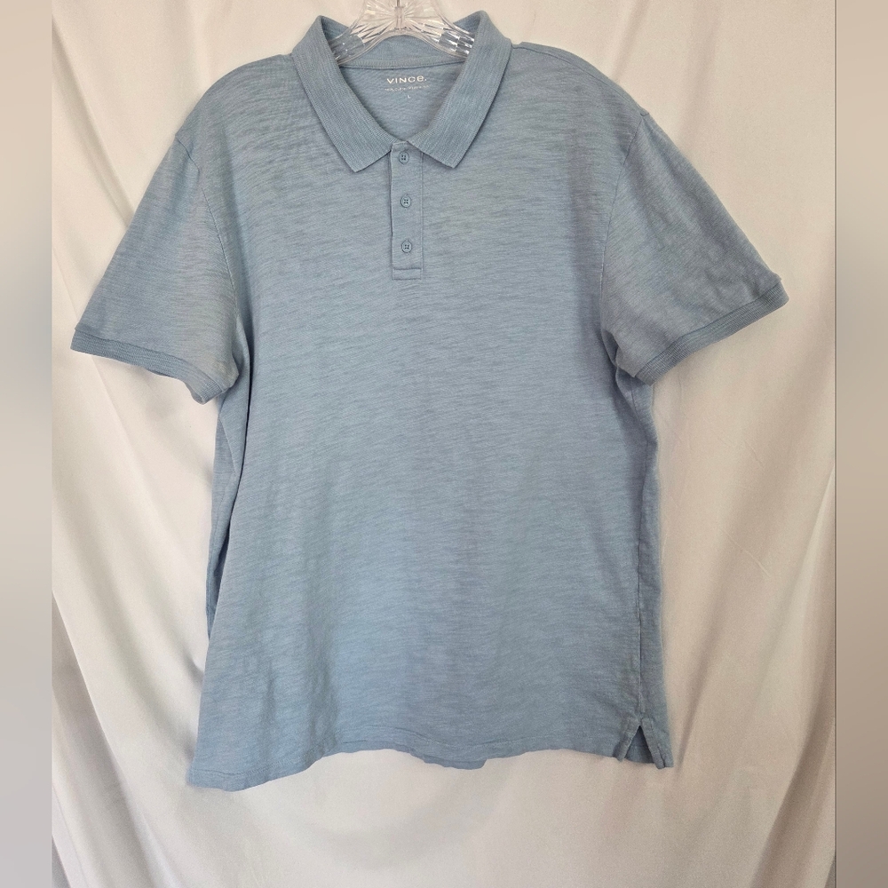 Vince Men's Pale Blue Short-Sleeve Polo Size L